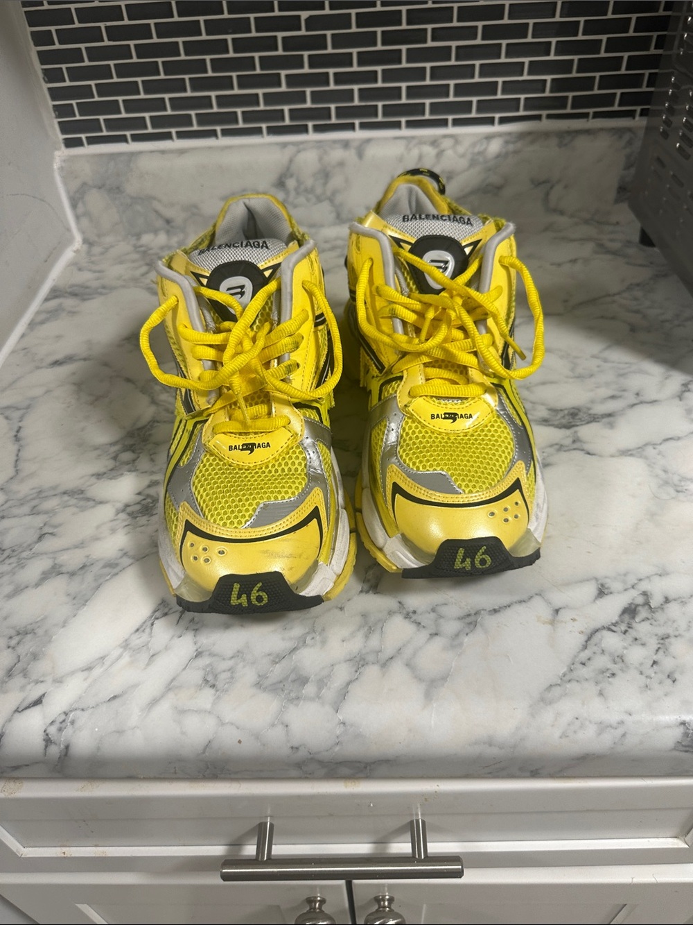 Balenciaga Kids' Yellow & Silver Chunky Sneakers
